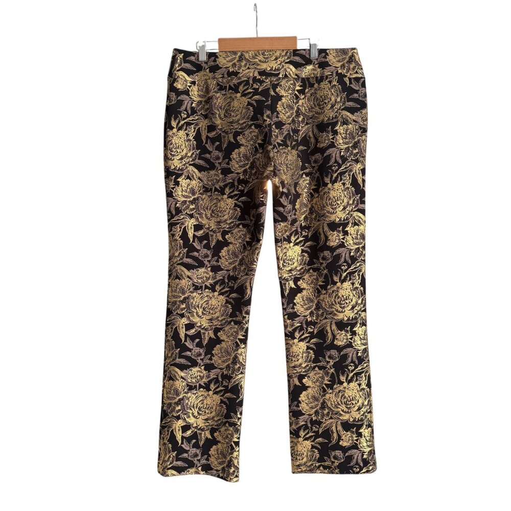 Soft Surroundings Mini Boot Cut Moonstruck Gold Metallic Floral Pull On Stretch - Picture 4 of 13